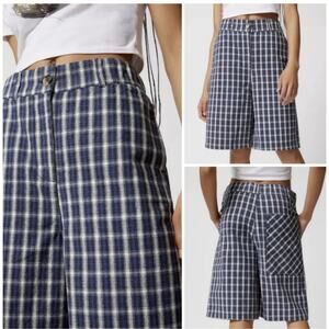 Urban Outfitters NEW Playa Longline Blue Black White Plaid Menswear Insp Short S